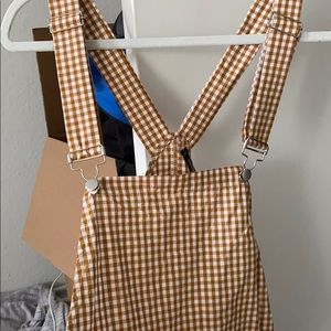 Orange Gingham Overall Dress